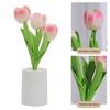 Large Tulip Night Light Realistic Floral LED Bedside Lamp Battery-Powered Ambiance Light for Bedroom Desk Decor Warm Glow Home Decoration