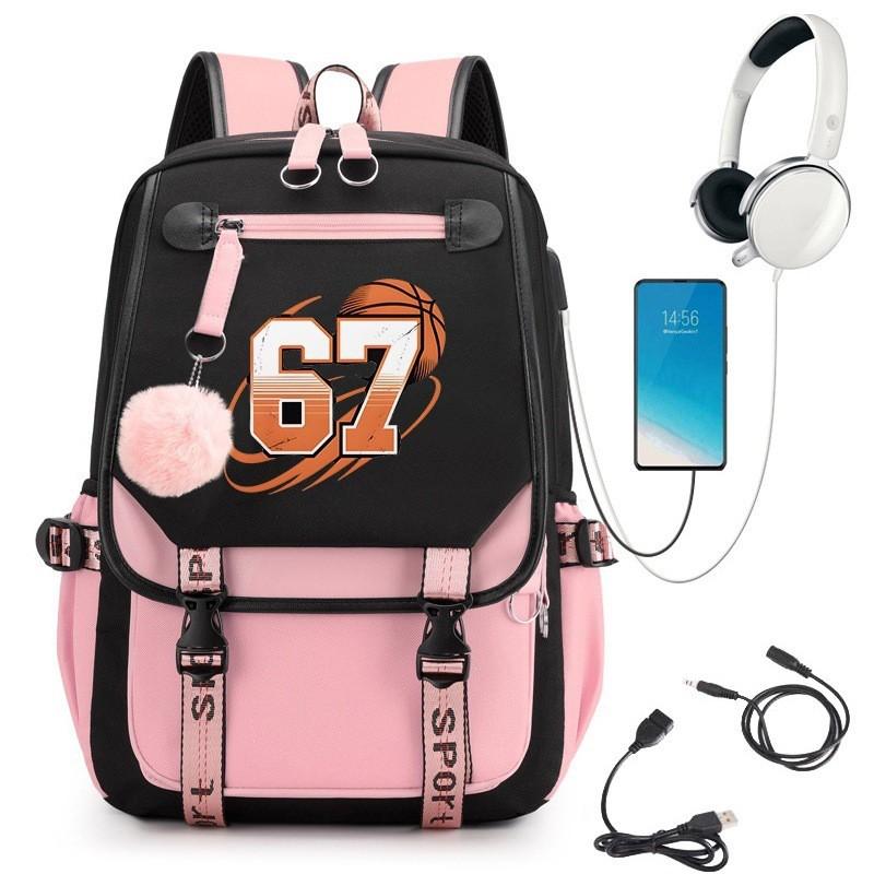 Stylish Cartoon Print Backpack High School Students - Breathable Waterproof Canvas Daypack With Padded Air Cushion Straps
