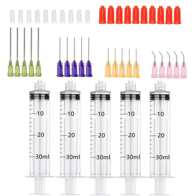 50Pack Syringes with 14ga-23ga Blunt Tip Needles With Syringe Caps and Needle Caps for Refilling and Measuring Liquids Oil