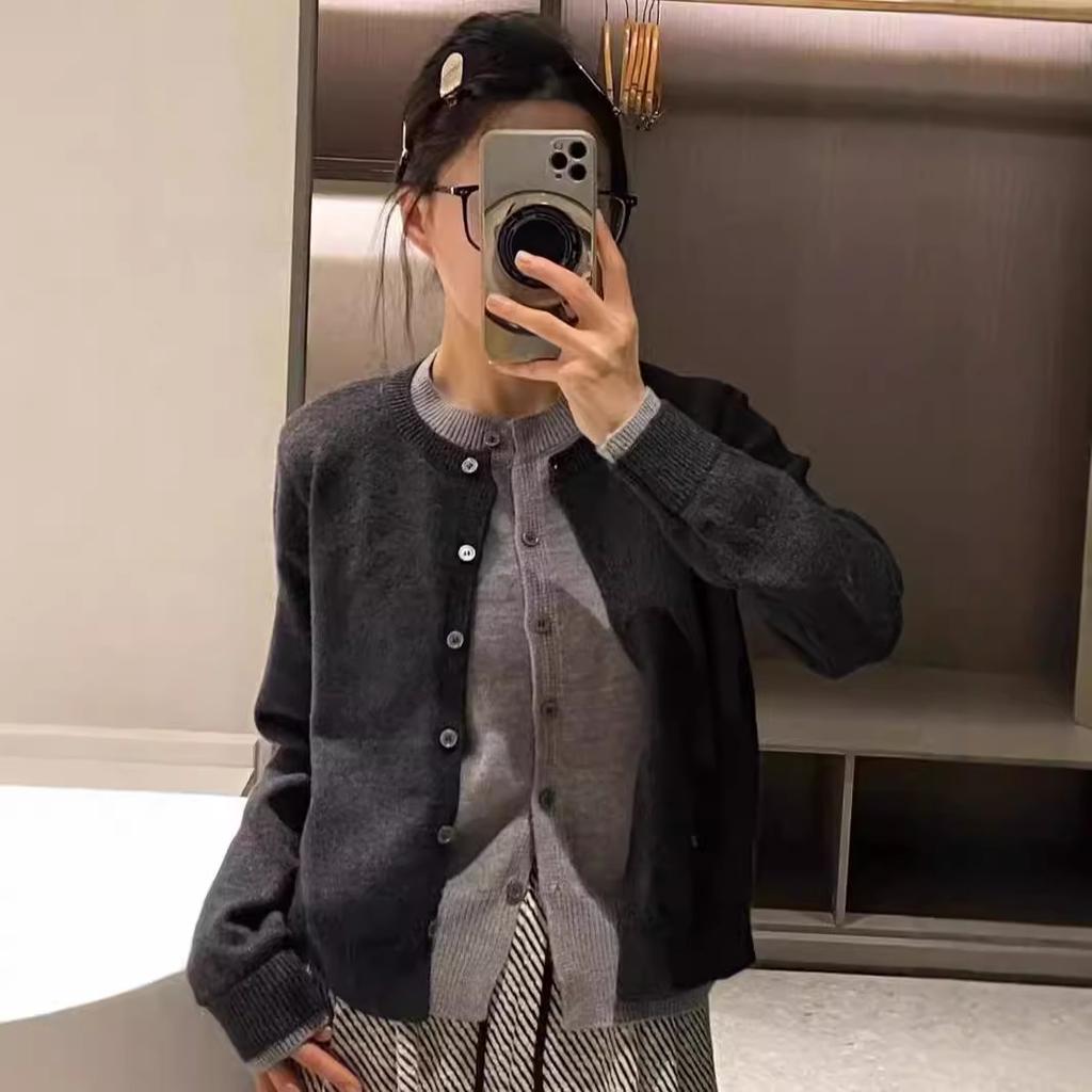 Корейский круглый вырез в стиле пэчворк с цветными блоками, искусственный двухсекционный вязаный кардиган для женщин, осень и зима, новый универсальный свитер, куртка