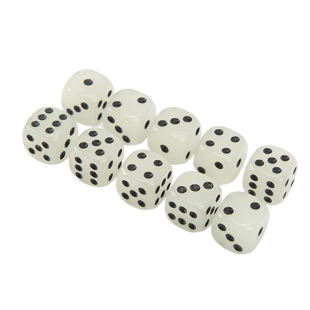 20PCS Dice Cubes Luminous Large Size Plastic with Black Points 6 Sided Dice for Bar Table Game