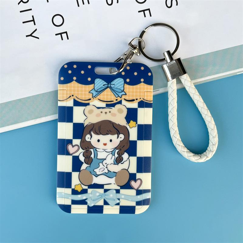 Чехол с мультяшным принтом, идентификационная бирка, чехол для рабочей карты с эластичным ремешком на запястье, держатель для бейджа, чехол для деловой карты доступа