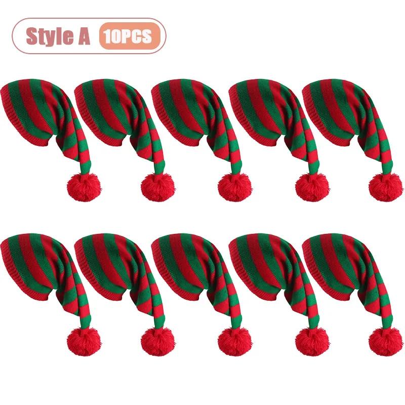 Уютная вязаная осенне-зимняя рождественская шапка унисекс с длинным хвостом и помпоном, в стиле волшебника, теплая шапка-бини для праздничной вечеринки, рождественский декор