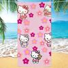 Розовое пляжное полотенце Hello Kitty с цветочным принтом, мультяшное полотенце Sanrio для детей и взрослых, быстросохнущее, милое пляжное покрывало с цветочным рисунком