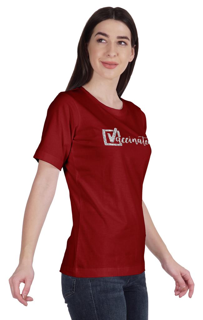 Inkmeso Футболка с круглым вырезом Vaccined Pro Vaccine, хлопковая футболка для женщин