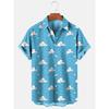 Men's Shirts Cloud and Wave Patterns 3D Print Tops Summer New Casual Holiday Shirt Button Lapel Short Sleeves Unisex Clothing