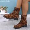 Леопардовые женские ботильоны на каблуках, зимняя новая модная обувь для ходьбы, женская мода 2024 года, зимние сапоги, элегантные женские ботинки Chelsea Botas