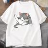 Смешная футболка с кошкой женская унисекс летняя модная повседневная с принтом personality с круглым вырезом с коротким рукавом модная футболка 10 цветов больших размеров топы