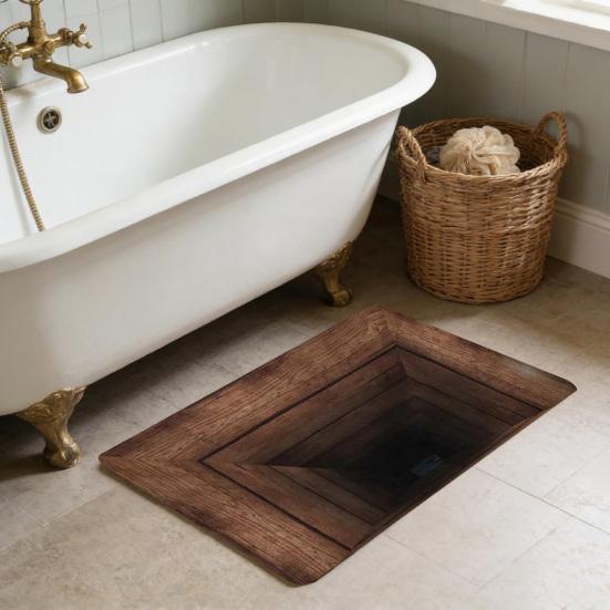 3D Оптическая Иллюзия Напольный Коврик Низ Мягкий С Памятью Нескользящий Коврик с Противоскользящей Поролоновой Подушкой Визуальное Искажение