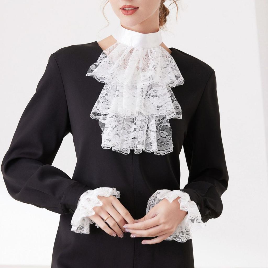 Retro Collar, Sleeves, Lace Trim Collar, Court Ruffle Collar, Faux Collar