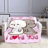 Cartoon Cute Peach Cat Pattern Blanket Flannel Valentine's Day Gift Microfiber Plush Flannel Throw Blanket On Bed Sofa Bedding