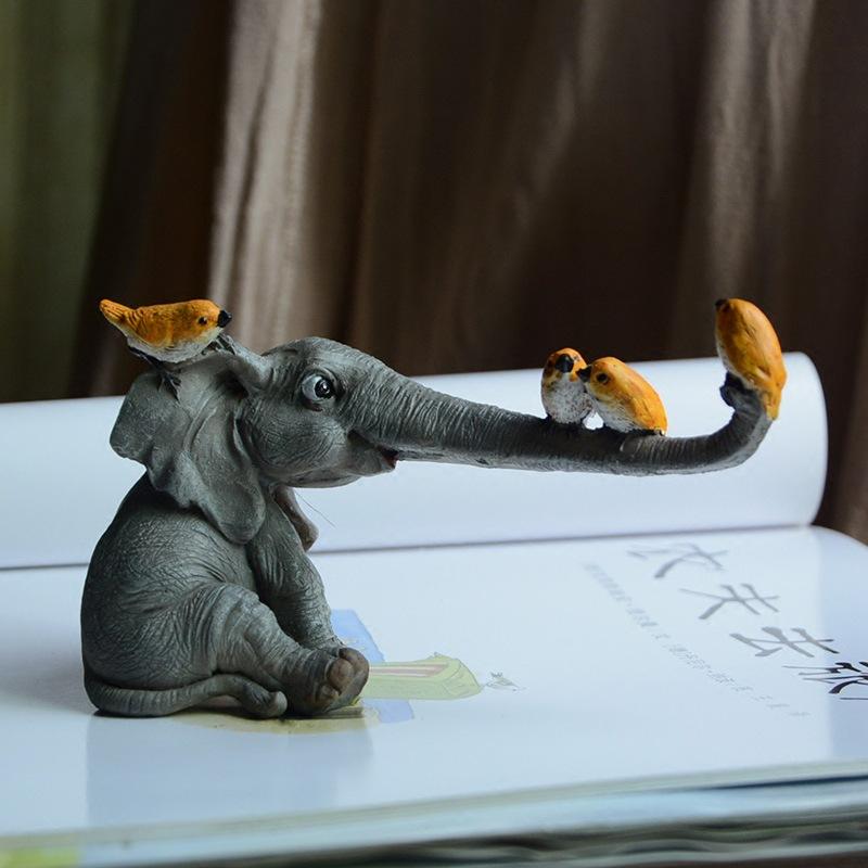 Cute Elephant Figurines Fairy Garden Animal Ornaments for Home Deskpot Cupboard Props Decor Accessories Room Decoration