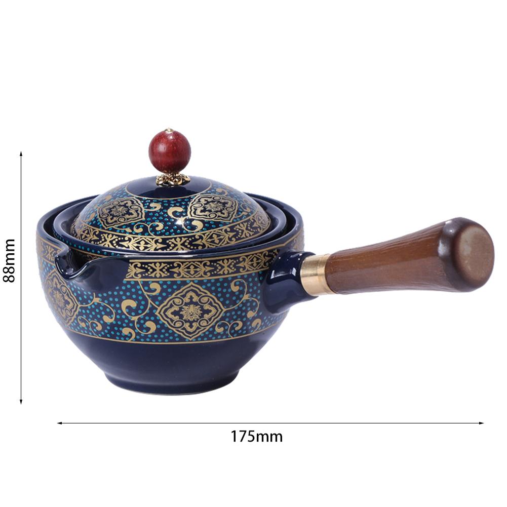 Chinese Gong Fu Tea Set Portable 360 Rotation Teapot Ceramic Tea Maker Infuser Semi-Automatic Teaware for Home Office Travel