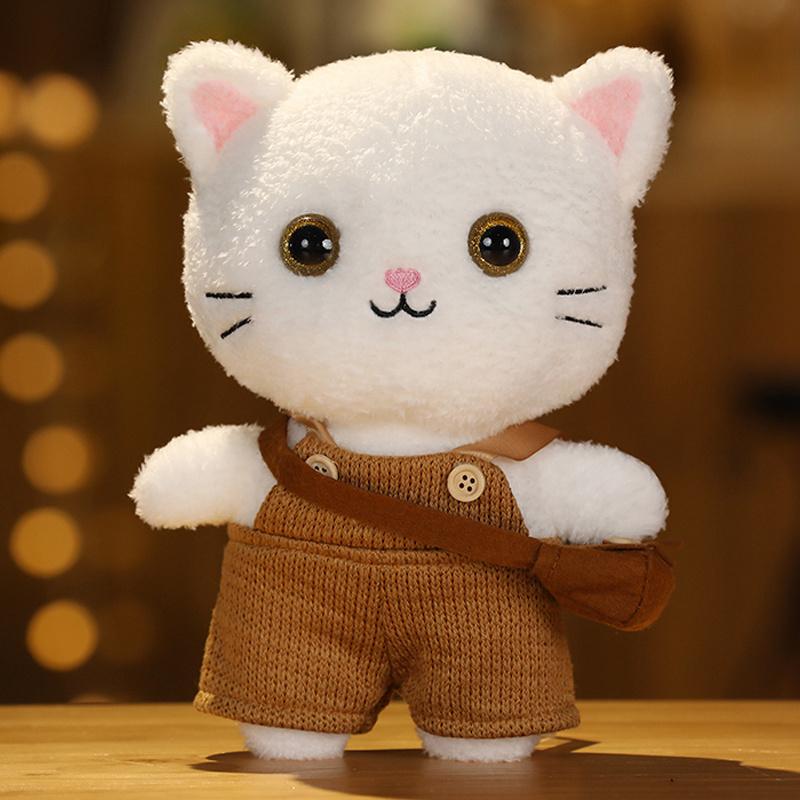 30 см Кафе Кот Маленькие Кошки Милая Подушка Плюшевая Игрушка Мягкая Кукла В Очках и Одежде Мультяшная Милая Игрушка