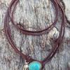 Богемское бирюзовое ожерелье-подвеска, кожаный шнурок, этнические украшения, подарок, многослойный чокер для женщин
