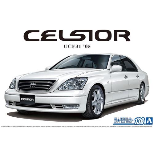 Aoshima Bunka Kyozai 1/24 Scale The Model Car Series No. 136 Toyota UCF31 Celsior 2005 Plastic Model Kit, Pre-painted