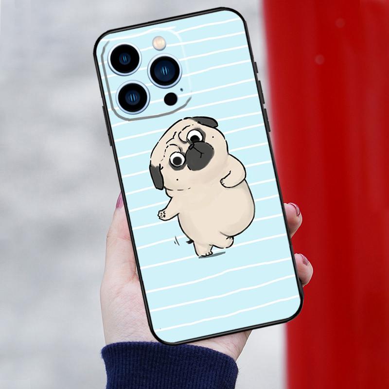 Pug Dog Funny Cartoon Case For iPhone 15 14 XR X XS Max Plus SE2 11 12 13 16 Pro Max Cell Phone Cover Casing Coque