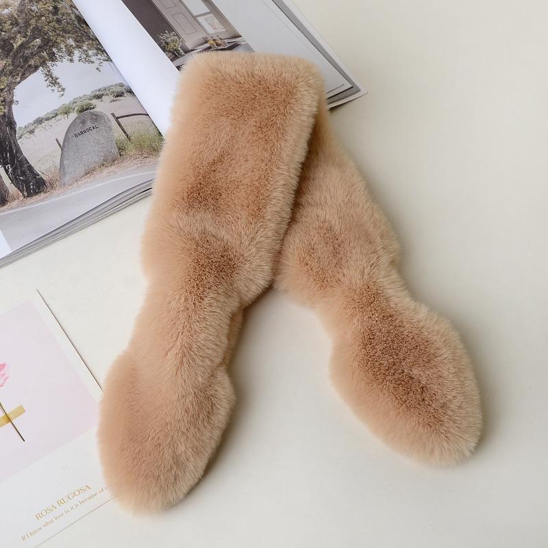 1PC Fashion Cross Solid Color Female Scarf Warm Thickening Peach Heart Collar Scarf Fake Rabbit Fur