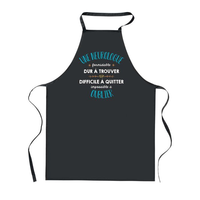 Tablier de cuisine - Une Neurologue Formidable - Noir - Impression Bretonne - Coton