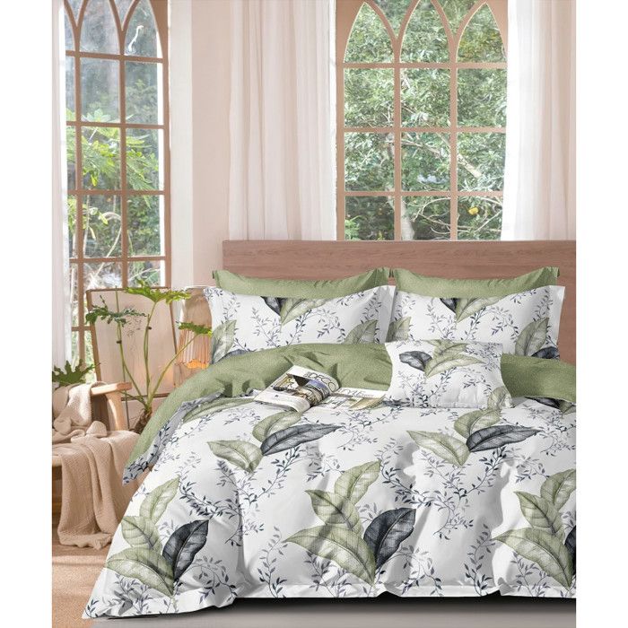 Parure de couette "Imprimé double face" percale de coton peigné 80 fils/cm² pour lit 140 à 160 - TH-29-25 -