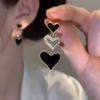 Корейские серьги-гвоздики с цирконием и сердечком для женщин, черные серьги с геометрическим рисунком в виде трех сердец, Свадебная вечеринка, индивидуальные украшения