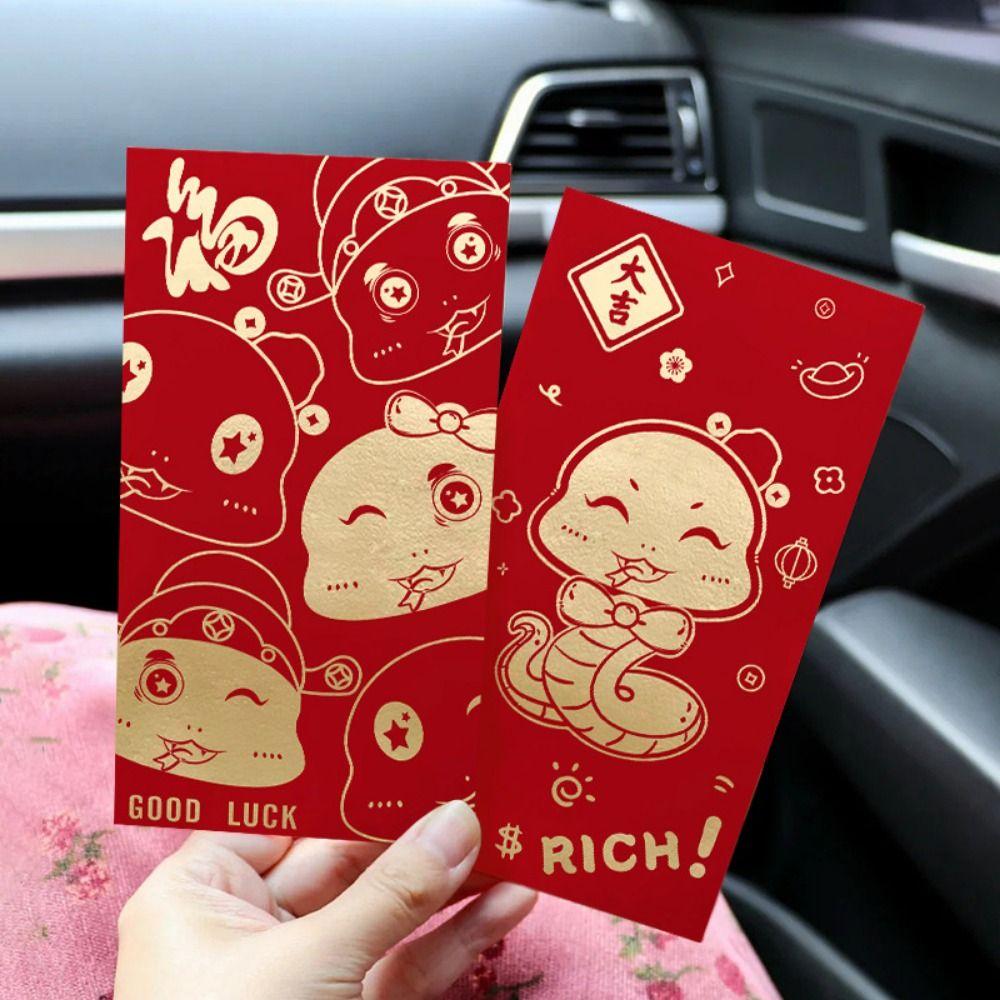 10Pcs Creative Chinese Red Envelopes Year of The Snake Paper Good Lucky Red Packets Hongbao Traditional Lucky Money Bag Gifts