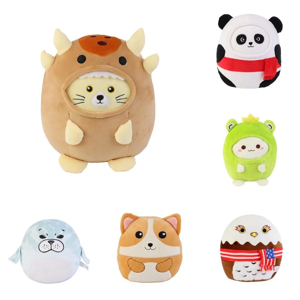 Adorable Corgi Panda Seal Frog Plush Doll Transforming Cat And Armored Dinosaur Design