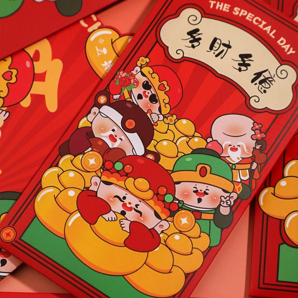 6pcs Chinese Style 2025 Snake Year Red Envelopes Cartoon New Year Money Packets  Graduation