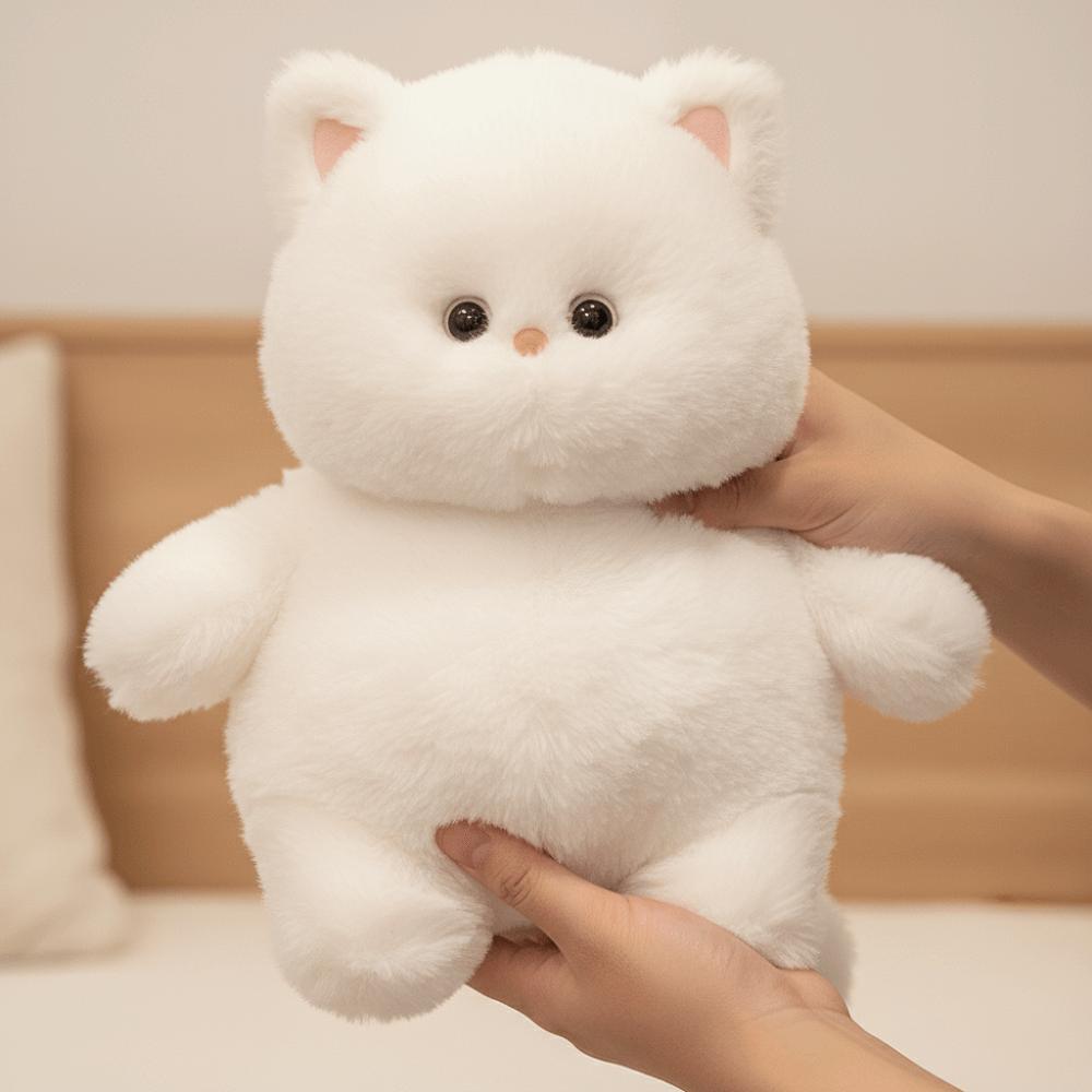 Chubby Shape White Cat Plush Toy Soft Toys Cat Doll Ideal Gift Stuffed Animal Home Decor