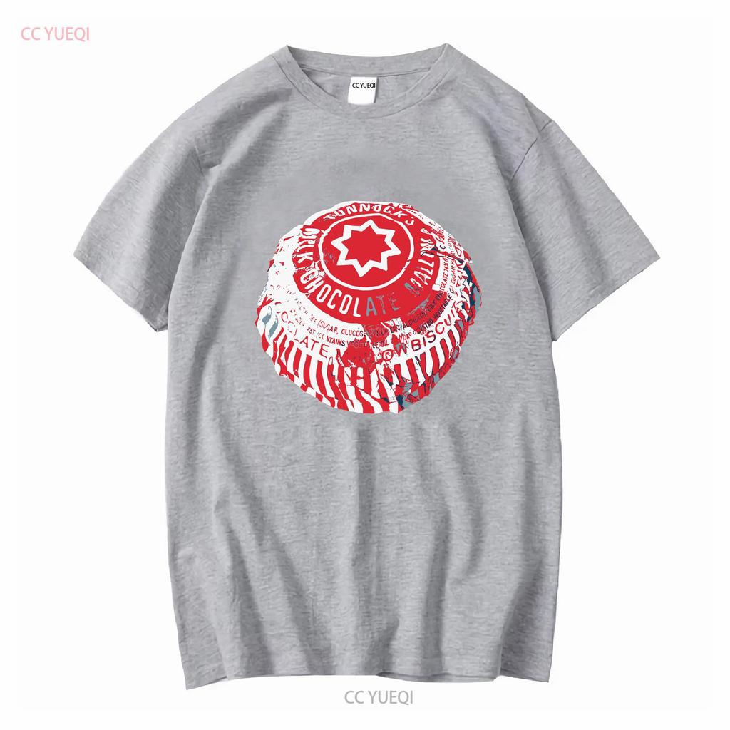 Tunnocks Tea Cake Pop Art White and Red Design T Shirt long or short sleeves vintage Washed designer clothes Comfortable