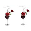 Серьги-бокалы из красной розы Креативные модные серьги