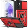 Protective Case - Booling - for Samsung Galaxy A55 5G - Shockproof - Red - With 2 Tempered Glasses