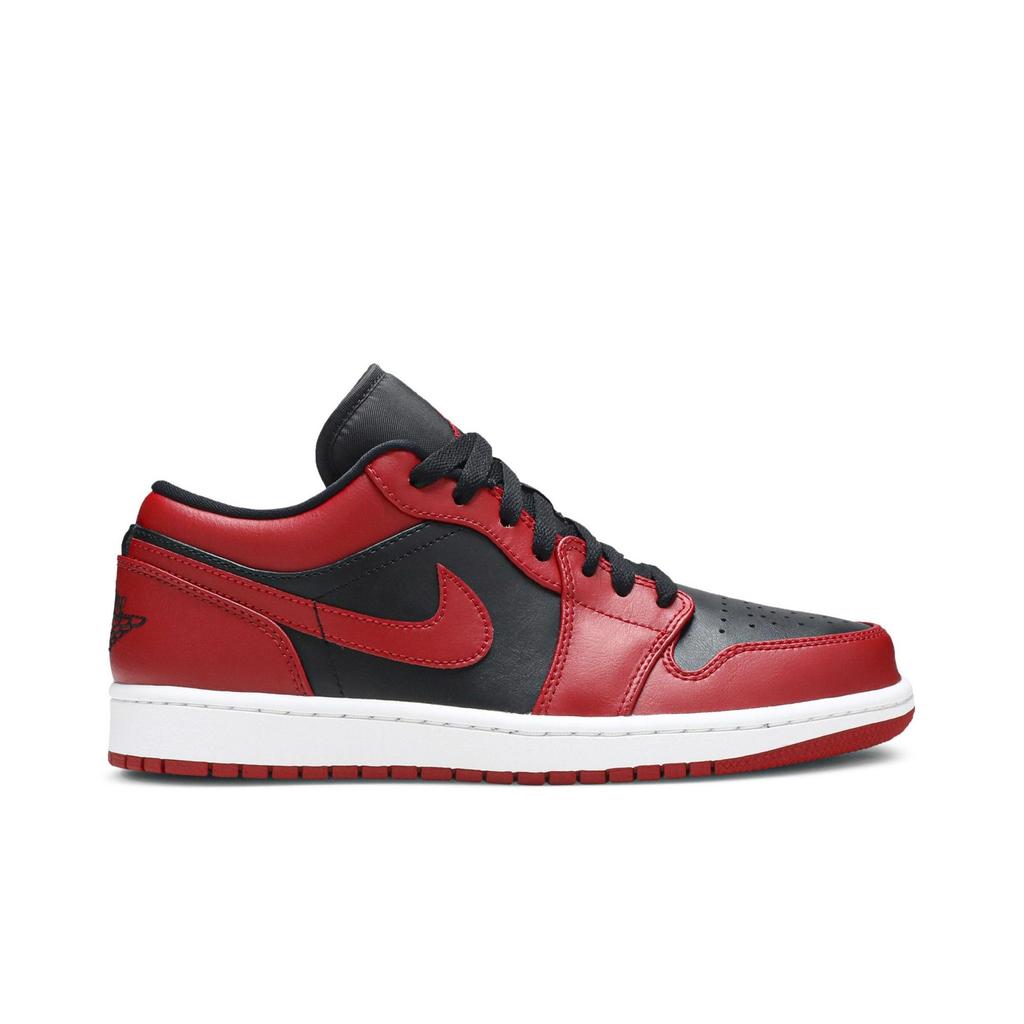 Air Jordan 1 Low 'Reverse Bred' (Unisex) Black / Black / Gym Red Vintage Basketball Shoes 553558 606