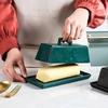 Solid Color Ceramic Butter Dish with Lid Creative Cheese Plate Butter Plate Dessert Dim Sum Plate Household Specialty Tableware