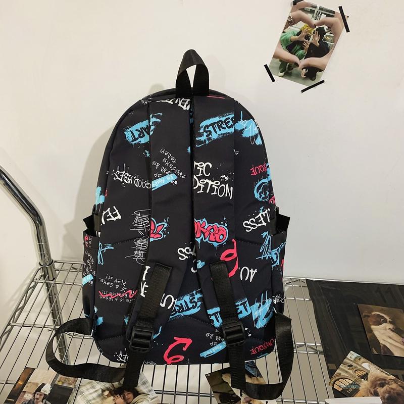 Школьный рюкзак для средней школы, женский, с принтом граффити, мужской, большой вместимости, дорожный рюкзак