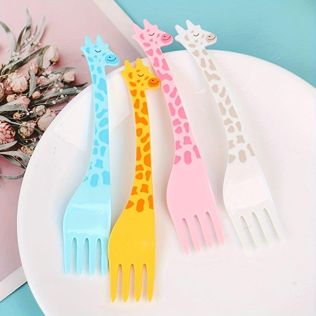 12 шт. - Многоразовая изысканная вилка для фруктов «Жираф» - Идеально подходит для закусок, пирожных и украшения фруктов - Идеально подходит для использования на открытом воздухе