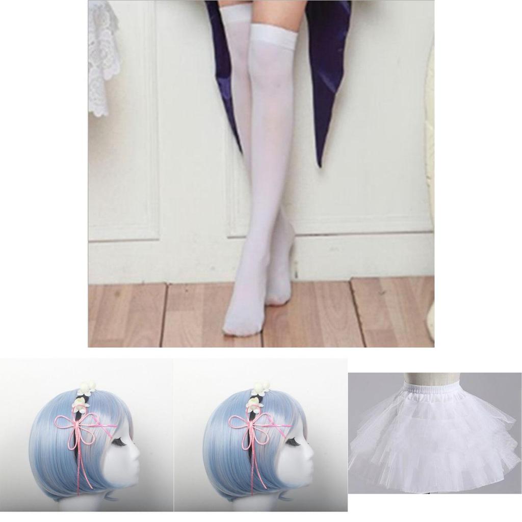 Шикарный Косплей Горничной Жизнь с нуля в другом мире Близнецы Рэм/Рэм Привлекательное Платье с Элегантным Головным Убором