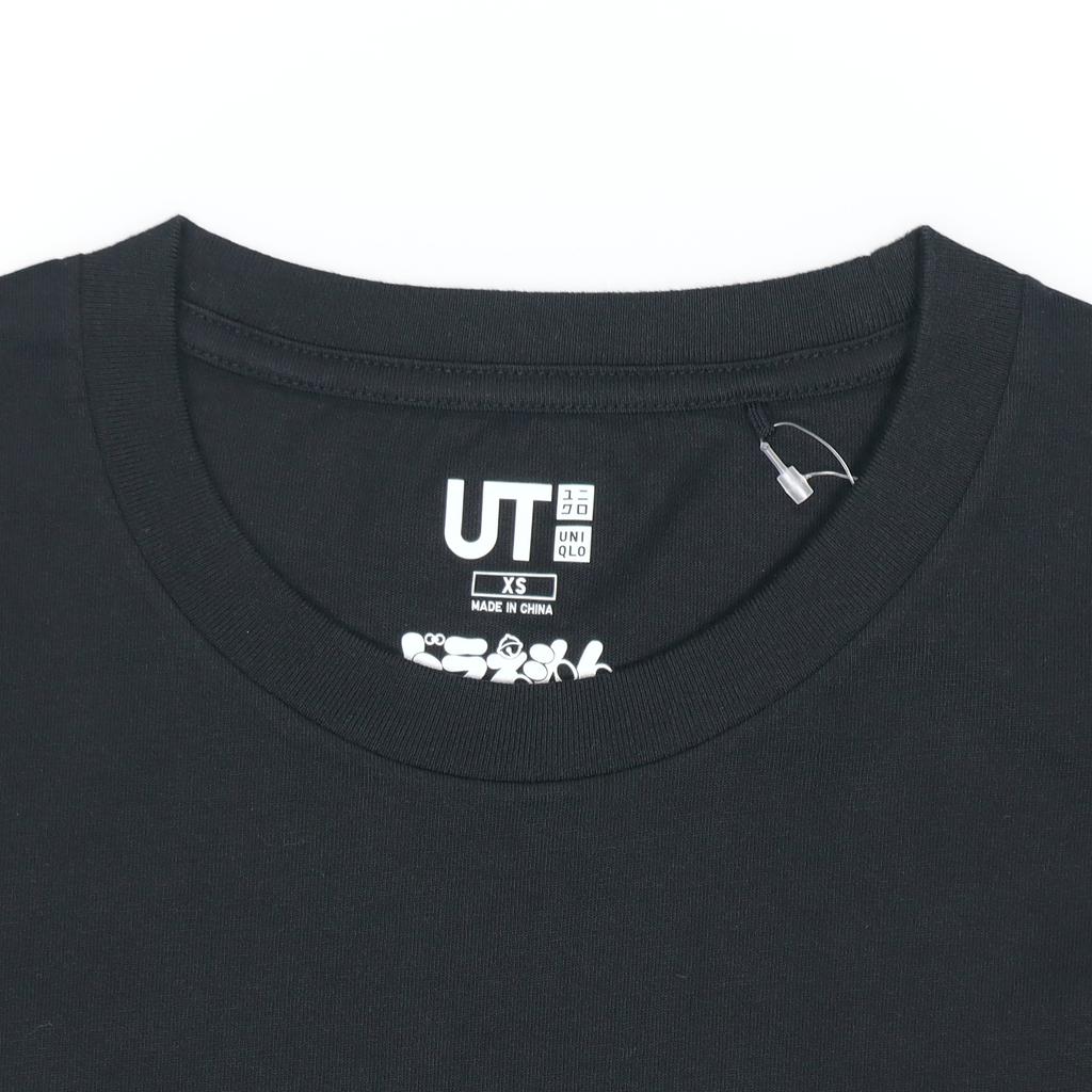 Uniqlo Футболка с графическим принтом персонажа мультфильма, унисекс, черная, 430194-09
