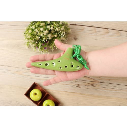 TNG Ocarina, 12-Hole Soprano Ocarina In C Key, Green, Premium Single SC (with Strap), Glazed Finish, for Wind Instruments
