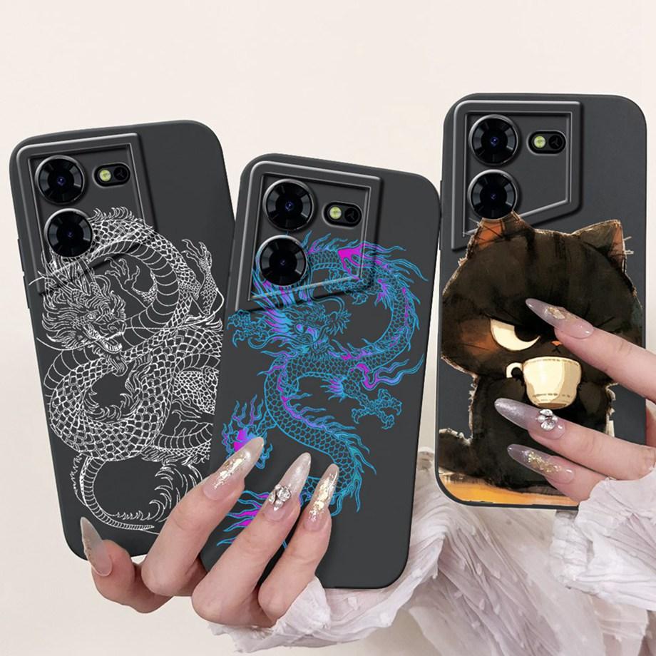 For Tecno Pova 5 Pro Pova5 5Pro 5G LH8n Phone Case Silicone Soft Back Cover Bumper Dragon Black Cat Flower Butterfly Pattern