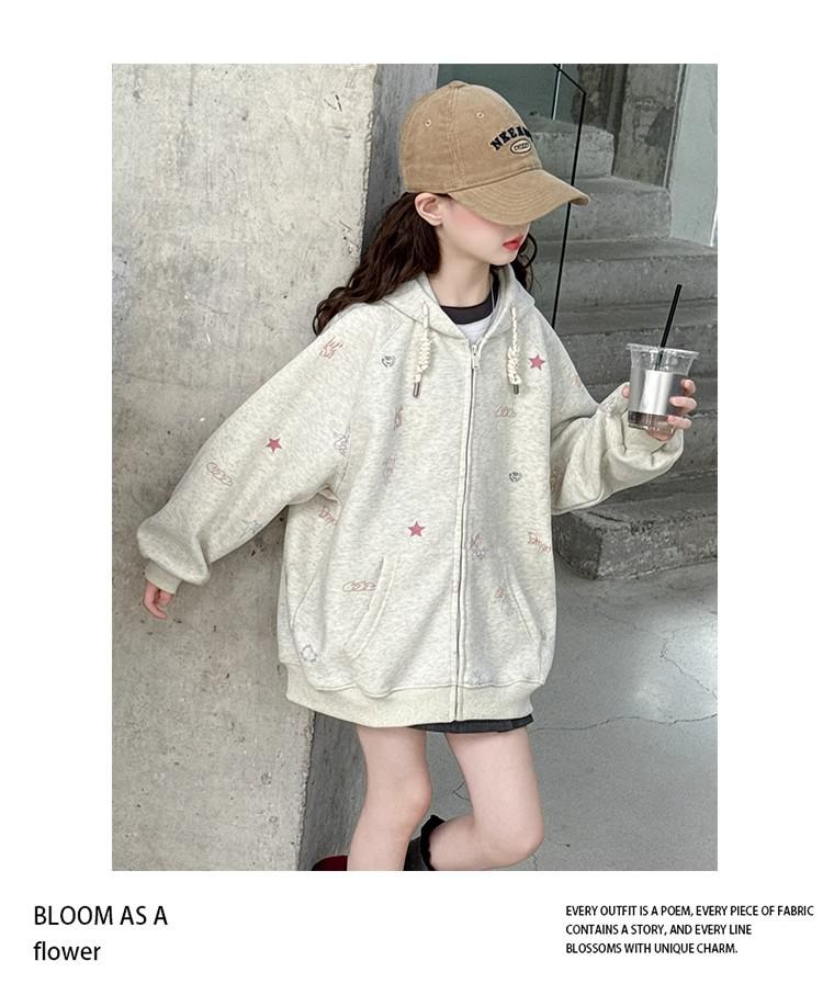 Весна и Осень 2025 Кардиган с капюшоном для девочек - Модная бейсбольная куртка с длинным рукавом