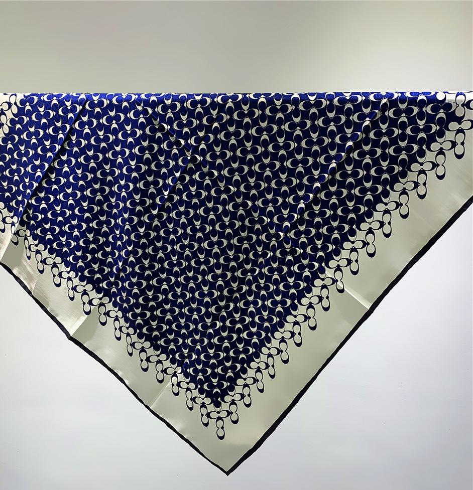 990CM Hand-Rolled Edge Ripple Pattern Square Scarf Sun Protection Twill Silk Shawl Women Luxury Headscarf