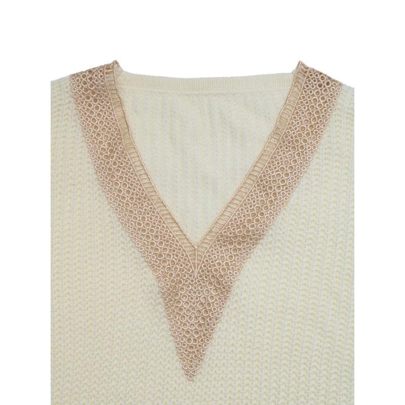 YYFS Женская мода повседневная осень-зима однотонный принт длинный рукав V-образный вырез свитера