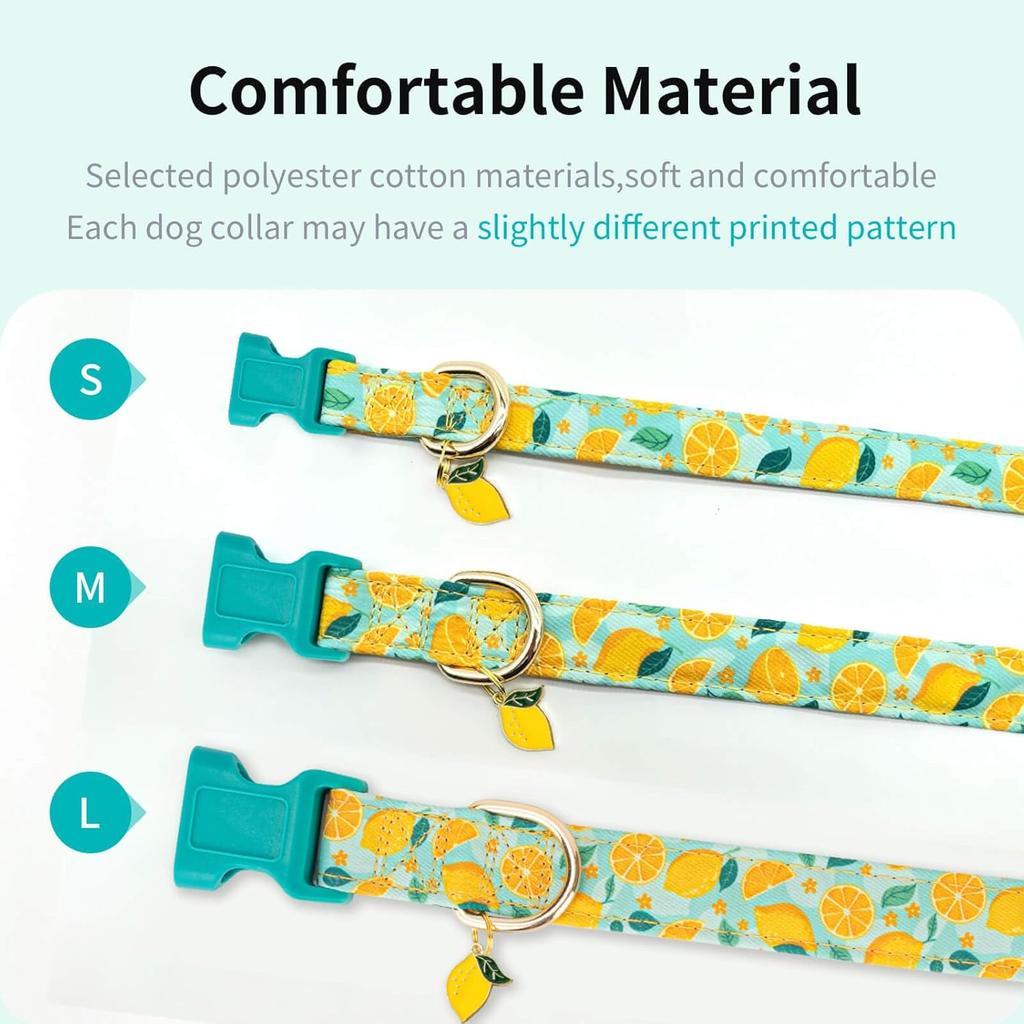 Cute Dog Collar Adjustable and Lightweight for Girl Female Boy Dogs,Soft and Fancy Summer Dog Collar with Lemon Special Design Pet Collar for Small