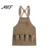 Washable Work Apron with Pockets & Tool Strap, Heavy Duty for Utility Woodworking Gardening Mechanical Repair, Waterproof Men Women Carpenter