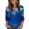 Women's Fashionable Casual Christmas Printed V-neck Top