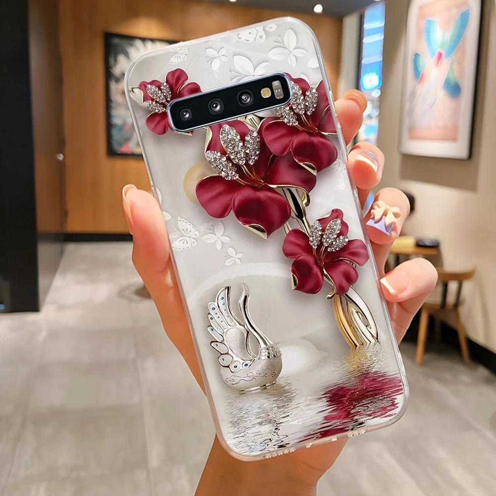 Чехол для Samsung Galaxy S10 Plus Задняя крышка Прекрасные Цветы Легкие Чехлы Для Samsung S10 S 10+ S10E Мягкий ТПУ Чехол