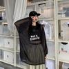 Plus Size Long Sleeve T-shirts Women Letter Printed Loose Casual Sunproof Cool Bf Streetwear Summer Mesh Oversized Tops