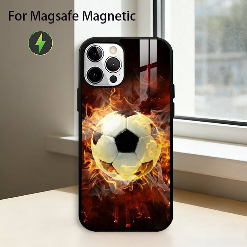 Football Sport Soccer Phone Case For iPhone17,16,15,14,13,12,11 Plus,Pro Magnetic For Magsafe Wireless Charging