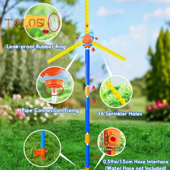 Игрушка-разбрызгиватель для детей 55 дюймов, вращающаяся на 360 градусов струя воды, 36 отверстий для разбрызгивания, летняя игра на лужайке во дворе для малышей, мальчиков, девочек, домашних животных